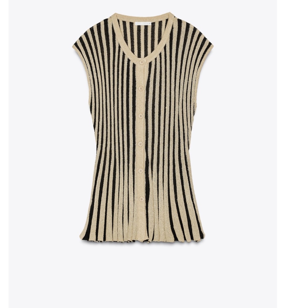 NWT Zara Black and Tan Women's Knit Top